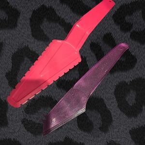Tupperware Pink and Purple Cake Servers